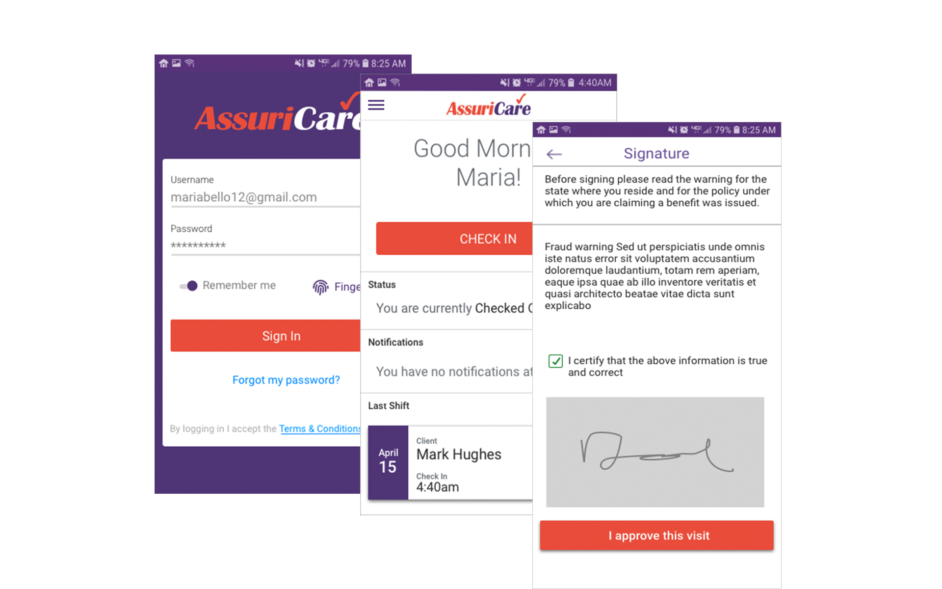 Assuricare screen details