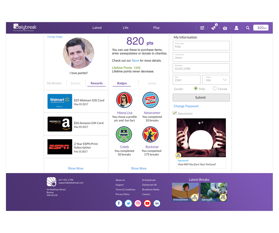 Profile page redesign