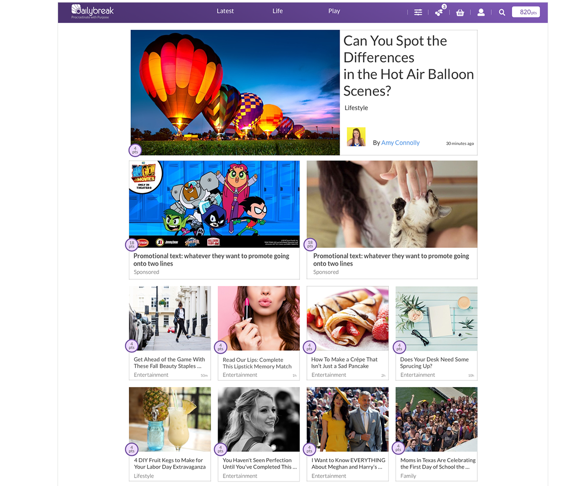 Dailybreak homepage